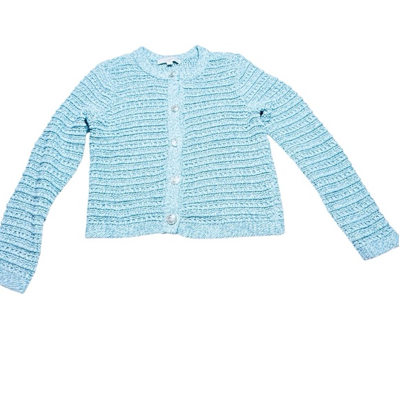 Ann Taylor Loft Ribbed Knit Sweater Jacket Sky Blue Size Medium - Picture 4 of 10